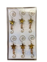 Old World Christmas Set of 6 Gold Star Decorative Ornament Hangers boxed set 6pc - £5.61 GBP