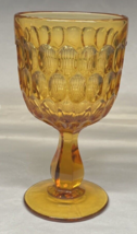 Vintage Amber Thumbprint Drinking Glass Wine Water Glass 6.5&quot; Tall 8oz - £4.32 GBP