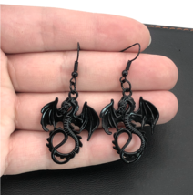 Goth Black Chinese Dragon Earrings - £6.46 GBP