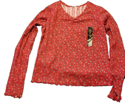 Art Class Girls Size XXL Cozy Long Sleeve Henley Red Flower Pattern Shirt - £7.95 GBP