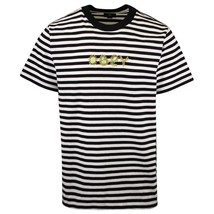 OBEY Men&#39;s Black Amoeba Striped S/S T-Shirt (S01A) - £11.17 GBP