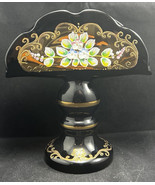 Czech Bohemian Egermann 24K Gold Enamel Black Art Glass Napkin Holder - $326.20