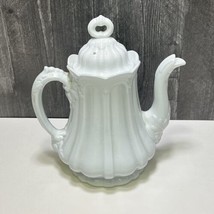 Early Antique J &amp; G Meakin White Ironstone Paneled Tea Coffee Pot Large - £77.44 GBP