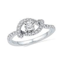 10kt White Gold Womens Round Diamond Cradle Solitaire Promise Bridal Ring 1/4 Ct - £227.86 GBP