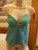Arizona Swimwear Tankini Top Push Up Juniors Size Small New Push Up Blue Yellow - £12.04 GBP