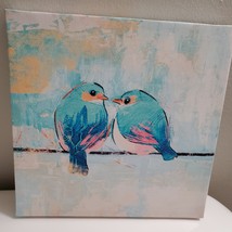 Canvas Print of 2 Blue Birds, Bluebird Wall Art, Frameless, 8x8 inch