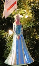 Disney Glass Christmas Ornament from Movie Frozen Elsa in Blue Gown - £12.34 GBP