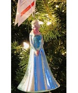 Disney Glass Christmas Ornament from Movie Frozen Elsa in Blue Gown - £12.62 GBP