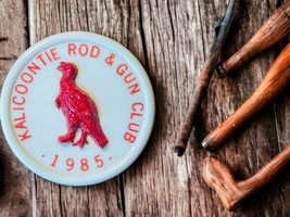 KALICOONTIE Rod &amp; Gun Club Plastic Pheasant  Pin Button Columbia County NY 85 - £8.21 GBP