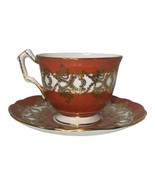 Vintage Aynsley Gold Scroll Fine Bone China Coral Tea Cup And Saucer Gol... - $47.42 CAD