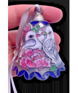 Cloisonne Bell Enamel Love Birds Blue &amp; White Decor Vintage Shelf Bridal... - $446.75 MXN
