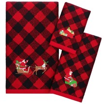 3 Pack Christmas Towels Set 100% Cotton Large Size Christmas Theme Towels Embroi - £31.84 GBP