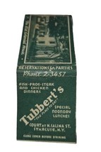 Vintage Matchbook Cover Tubbert&#39;s Restaurant Syracuse NY NEW YORK Coloni... - $6.89