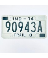 1974 United States Indiana Bartholomew County Trailer License Plate 90943A - £13.37 GBP