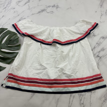 Lane Bryant Off Shoulder Blouse Top Plus Size 18/20 White Ribbon Trim Ru... - $22.76