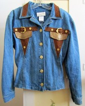 NEW Jean Jacket~CACHE~Suede Trim~Embellished~XS~Unique~Mylie Cyrus Style! - £54.40 GBP