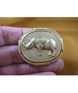 (b-rhino-2) RHINO rhinoceros Safari Africa I love pin brass brooch lover... - $29.52 CAD