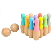1 set wooden bowling toy no odor wooden burr free indoor outdoor bowling game set for thumb200