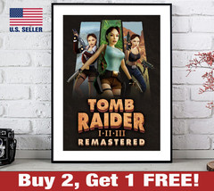 Tomb Raider Remastered Poster 18&quot; x 24&quot; Print Lara Croft 1 2 3 I II III Wall Art - £10.62 GBP