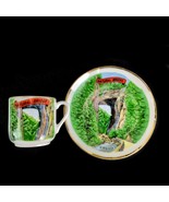 Vintage Natural Bridge Virginia Mini Ceramic Cup &amp; Saucer Souvenir Kitsc... - $369.09 MXN