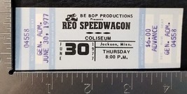 Reo Speedwagon - Vintage June 30, 1977 Jackson, Miss Unused Whole Concert Ticket - £23.49 GBP