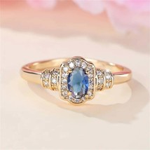 Longrui Fashion Commuter Gold Egg-shaped Sapphire Blue Diamond Edge Whit... - $10.00