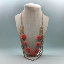 Bijou Terner signed Goldtone Necklace,  Pink  wire wrapped Beads - $30.00