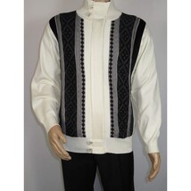 Men's Fancy European Sweater Jacket By Silversilk Fashionable 11007 Cream image 9