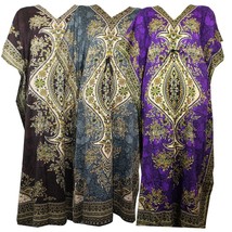 Long Kaftan Dress Hippy Boho Maxi Women Caftan Tunic Dress Grey Brown &amp; Purple - £22.35 GBP