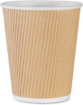 8oz Disposable Kraft Ripple Paper Cups Brown Paper Cup Tea, Coffee Pack Of 50 - £12.83 GBP