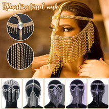 Indian Jewelry Full Rhinestones Tassel Chain Mask Bride Hair Face Crysta... - £10.24 GBP+