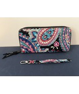 Vera Bradley Black Floral Wristlet Wallet ID Window Coin Bill Holder - $16.20