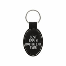 Funny Gifts Best Effin Boyfriend Ever Engraved Leatherette Keychain for Men Oval - £8.81 GBP