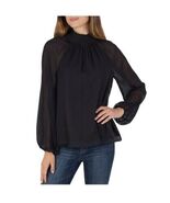 Joie Women&#39;s Top Long Sleeve Smocked Blouse Sheer Long Sleeves Black XXL... - €15,32 EUR