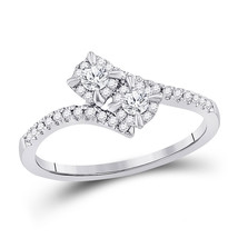 14k White Gold Round Diamond 2-stone Bridal Wedding Engagement Ring 1/3 Ctw - £633.93 GBP