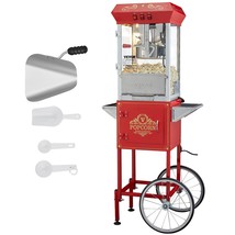 VEVOR Popcorn Popper Machine 8 Oz Popcorn Maker with Cart 850W 48 Cups Red - £206.85 GBP