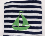 Sadie &amp; Scout Baby Blanket Sailboat Stripe Blue White Green Boat Ship - £7.81 GBP