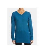 Eastern Mountain Sports Sz L Teal Stretch V Neck Blouse Sweater Fleece P... - €19,72 EUR