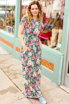 Make Your Day Pink &amp; Green Floral Print Maxi Dress - £18.87 GBP