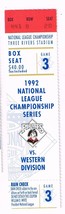1992 NLCS Game 3 Ticket Stub Braves @ Pirates Three Rivers Stadium - £34.91 GBP