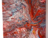 Acrylic Pour Painting Stretched Canvas &quot;Smoke &amp; Fire&quot;  14&quot; x 11&quot; - $14.84