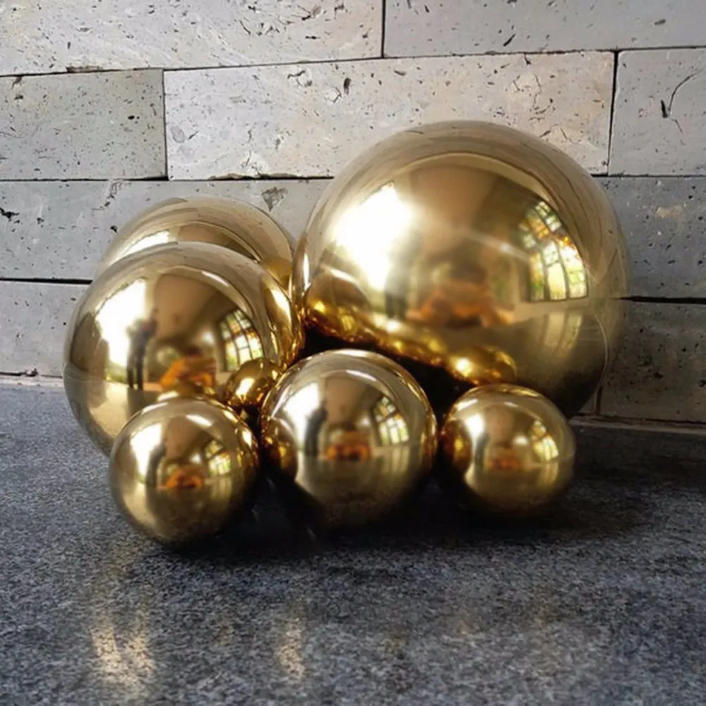 Eel titanium gold sliver hollow ball seamless home garden decoration mirror ball sphere thumb200