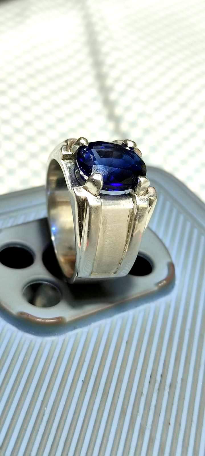 Natural Blue Sapphire Ring, Neelam Ring, Sapphire Ring, Handmade 925k Sterling S Item image 2