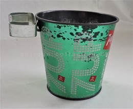 Vintage Tin 7UP Can Bucket For Trash Ashtray Attach To Post Chair Pole Man Cave - £17.44 GBP