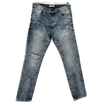 Whitetag Jeans Size 34 x 30 Distressed slim stretch moto mens denim - $24.75