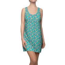 Women&#39;s Racerback Boho Flowers on Teal All Over Print Summer Dress S -XL - £29.91 GBP