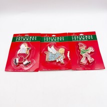 RARE Hallmark Christmas Trimmers Jointed Wooden Ornaments Lot Of 3 Santa... - $39.99