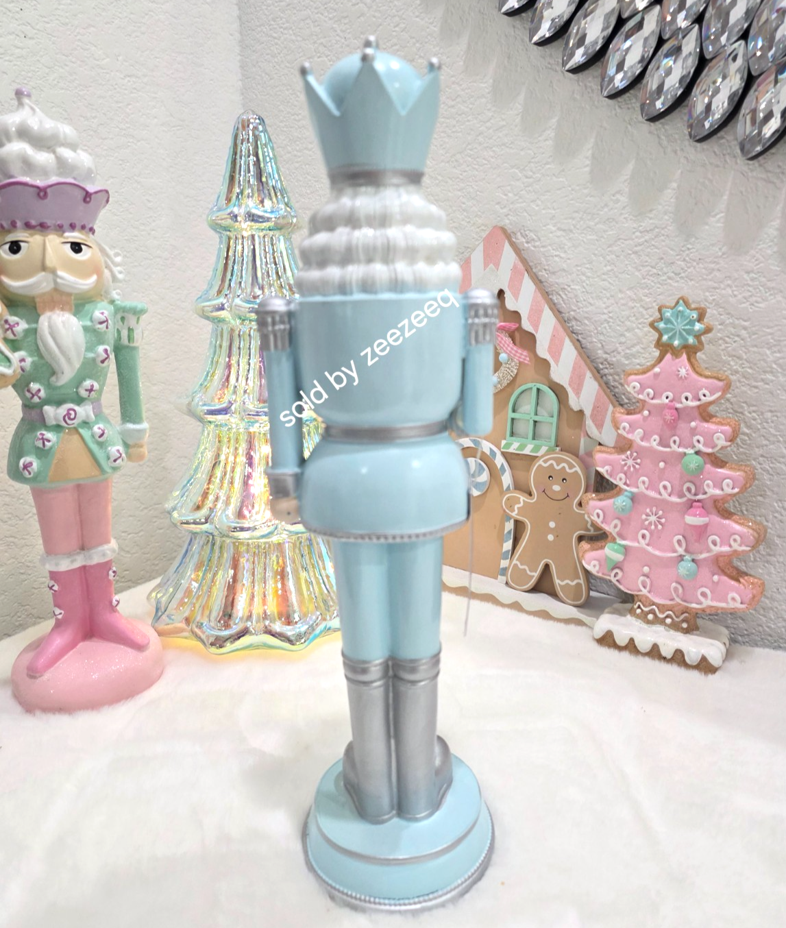 Christmas Martha Stewart Pastel Light Blue Nutcracker Figurine Statue 13.75" Item image 4