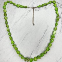 Chico&#39;s Chunky Green Faux Stone Beaded Individually Knotted Statement Necklace - £13.40 GBP