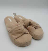 Skin Shoe Womens Size Large Beige Slide On House Slippers Terry Cloth Knot New - £27.68 GBP